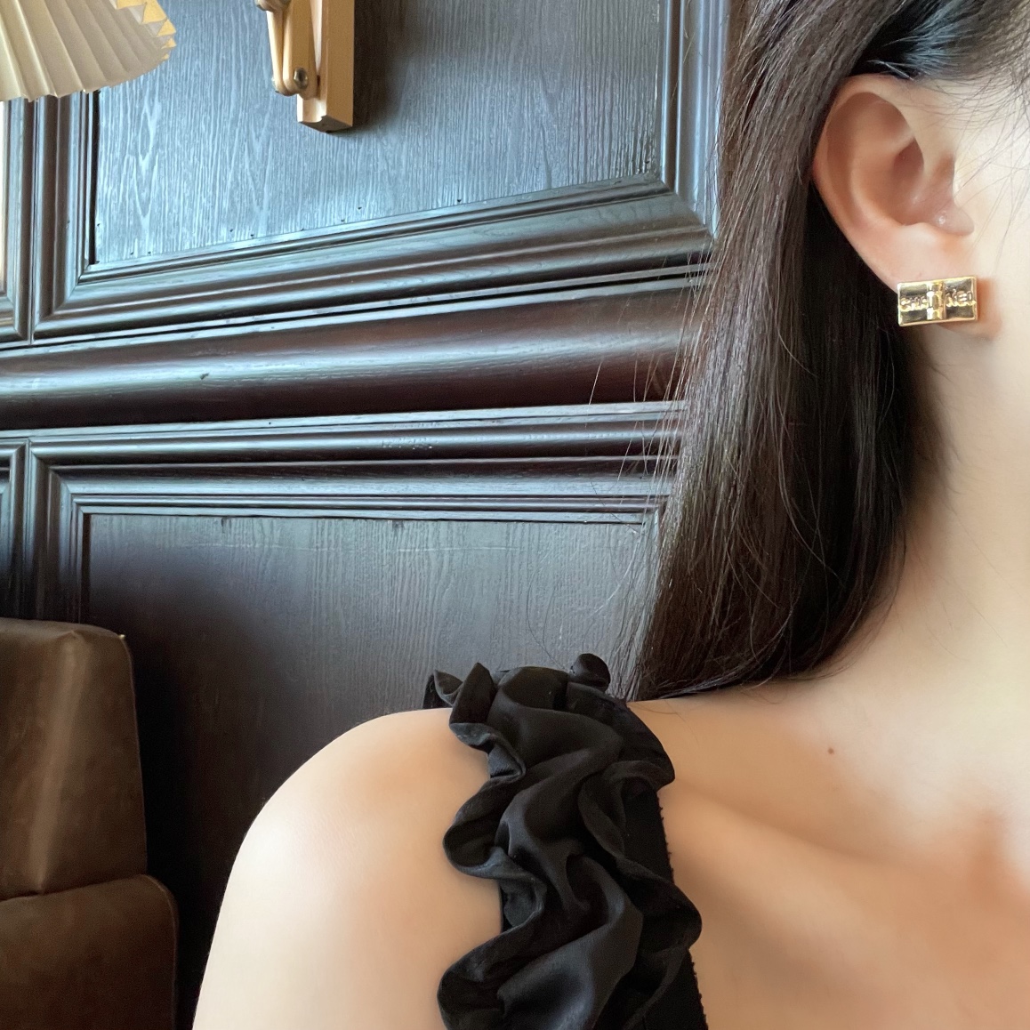 新款☑️CHANEL香奈儿方形金色耳钉耳环