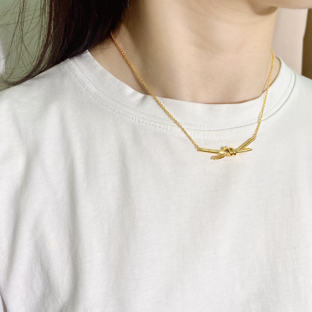 Tiffany & Co. 项链童瑶宋轶同款TFN蒂芙尼Tiffany knot 绳结光面项链到货 电镀18k金白金 2个色:黄金色 白金色
