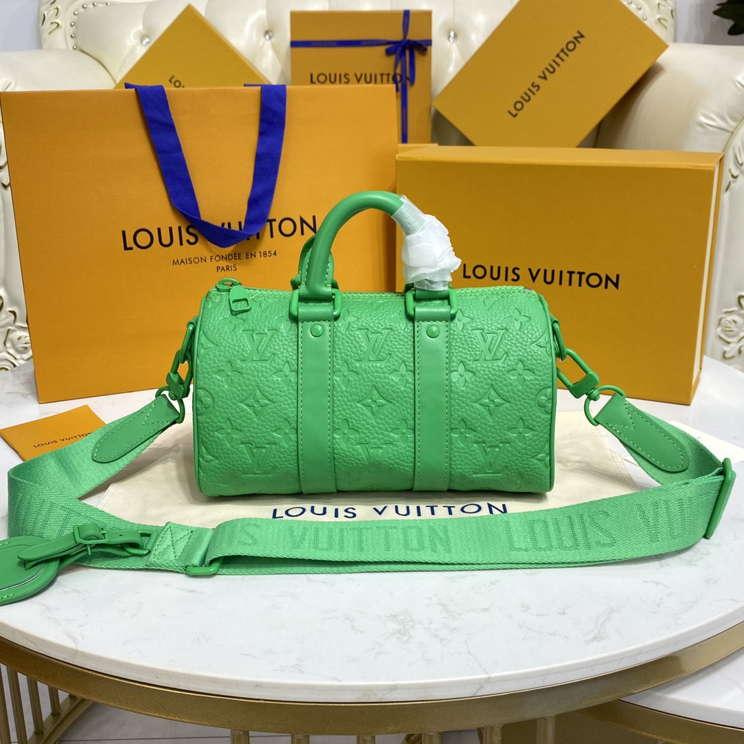 Louis Vuitton LV Keepall Fake
 Handbags Travel Bags Black Green Orange Cowhide M20930