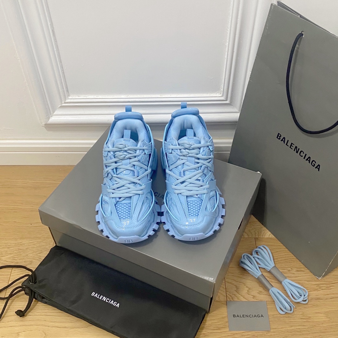 Azul claro Balenciaga·Balenciaga 2022ss nuevo color Track 3.0 zapatos para papá de tercera generación, calzado deportiv…