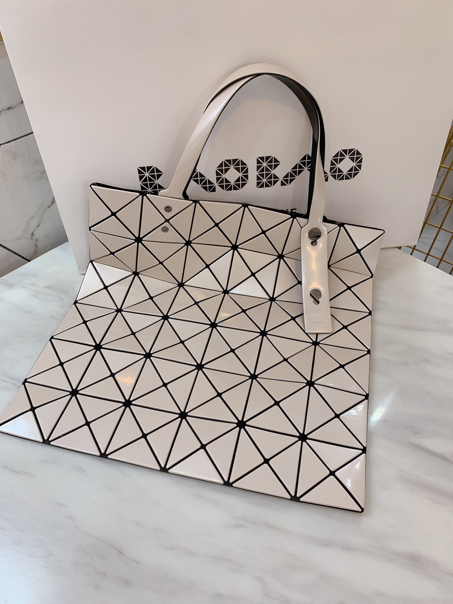Issey Miyake Bao Bao 6x6 Tote Bag - Milk Tea Color, Foldable & Travel-Friendly 4 i1657975052 7102 0