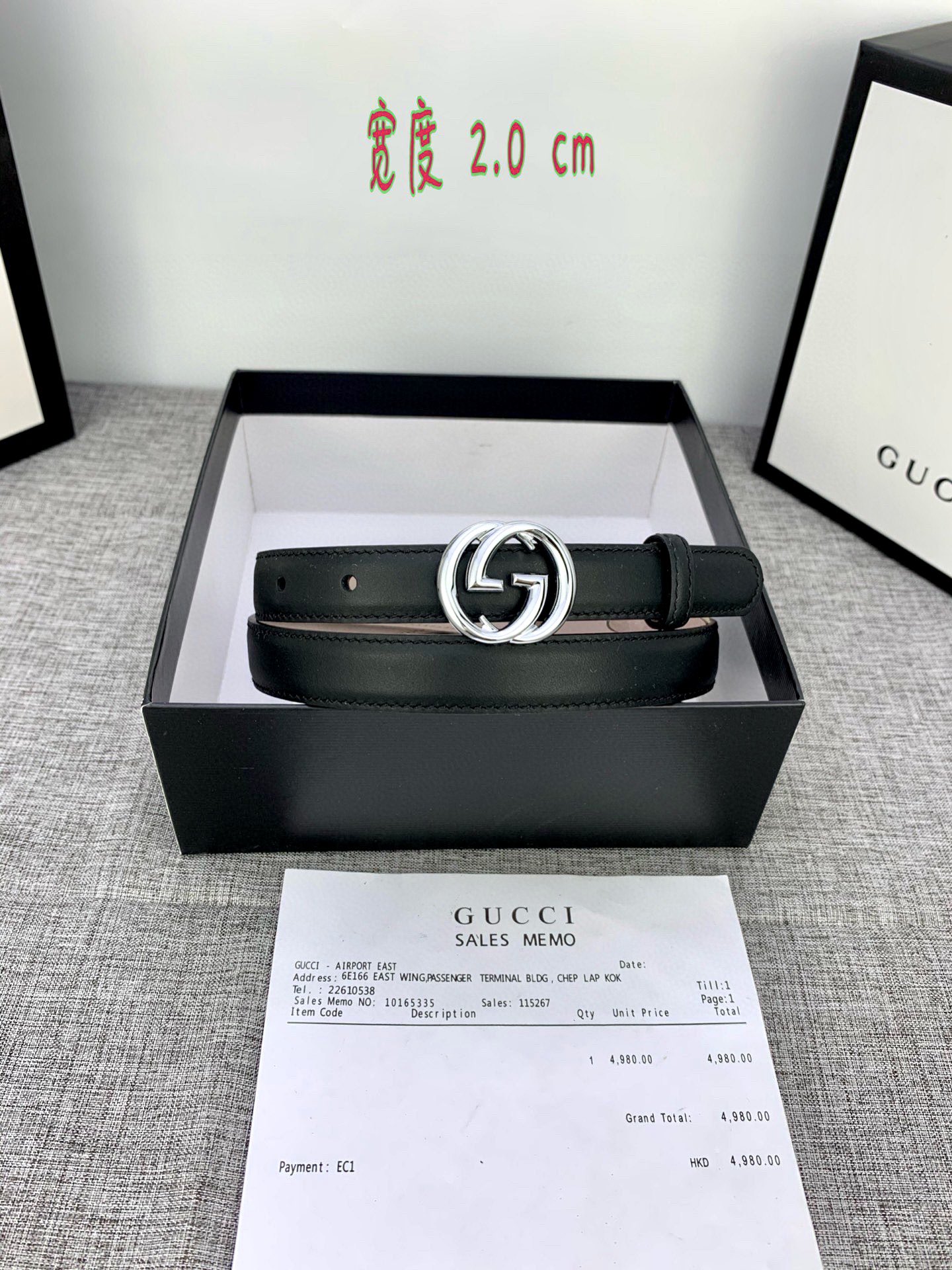 宽度2.0cmGUCCI此细款腰带用