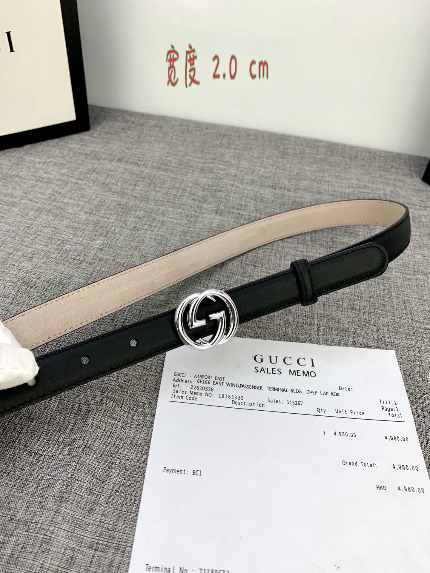 宽度2.0cmGUCCI此细款腰带用