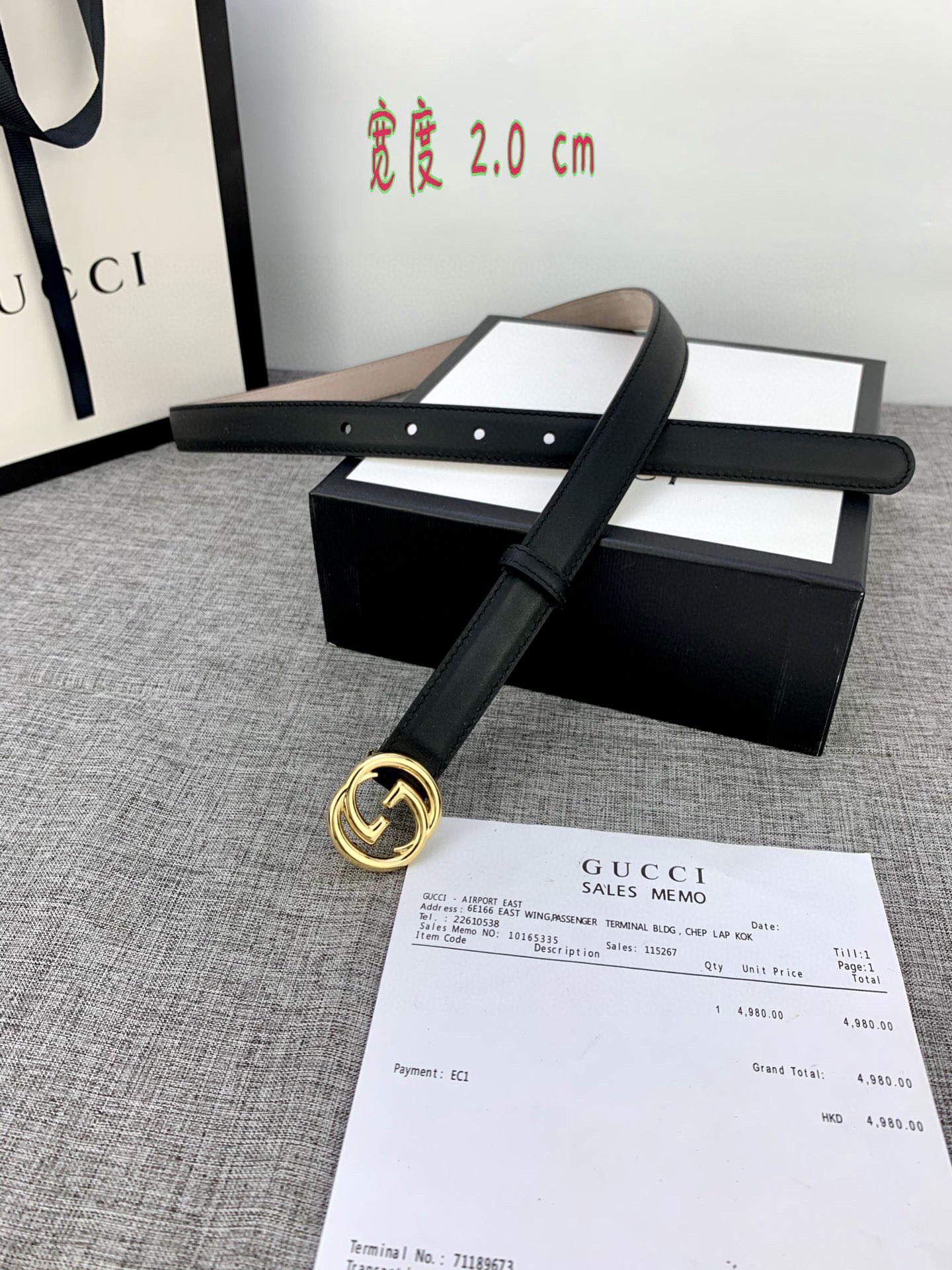 宽度2.0cmGUCCI此细款腰带用