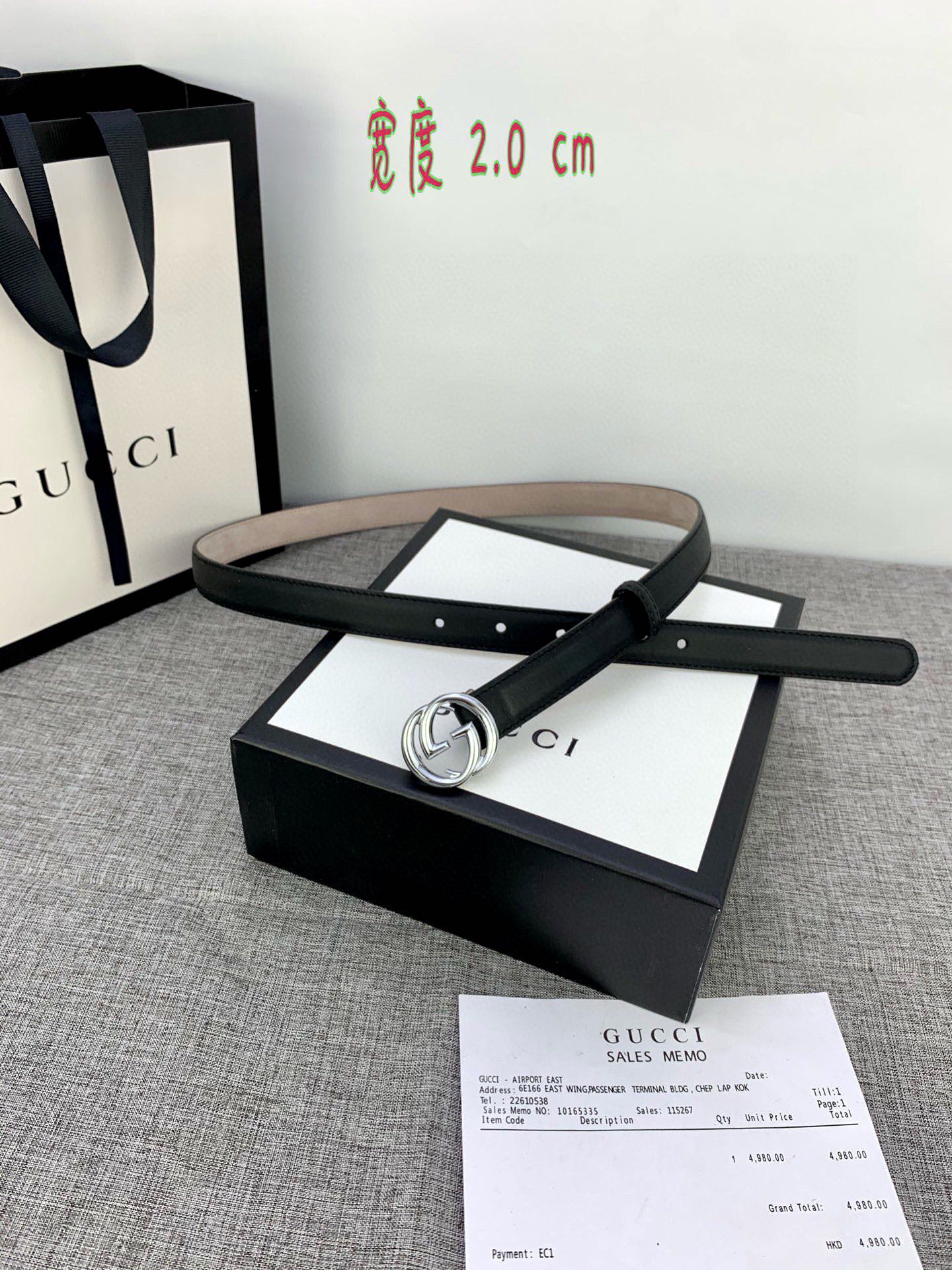 宽度2.0cmGUCCI此细款腰带用