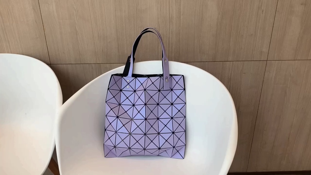 Issey Miyake BAO BAO Tote Bag - Light Purple Geometric Design with Blue Iridescent