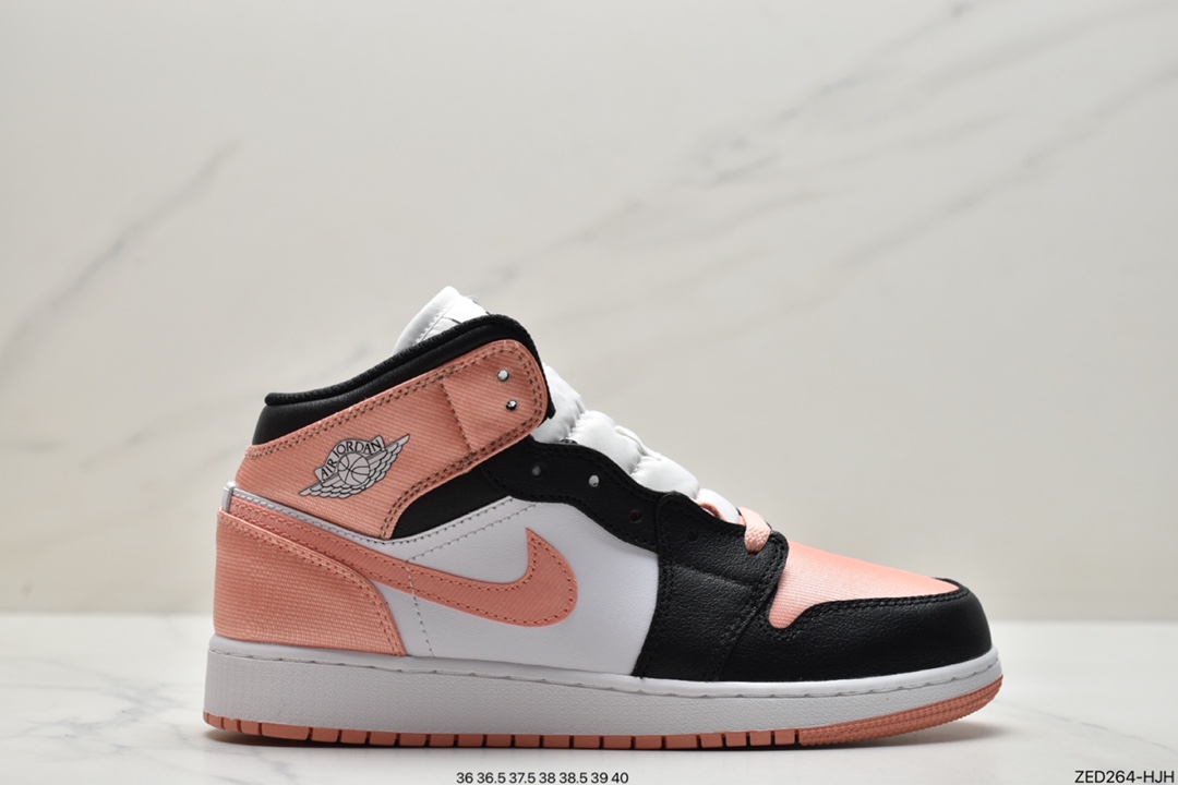 260 Air Jordan 1 Mid (GS) 中帮 黑粉色 AJ1 乔丹1代 554725-604