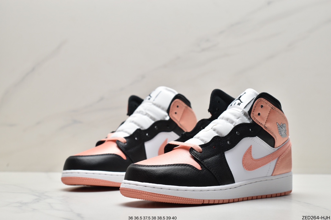 260 Air Jordan 1 Mid (GS) 中帮 黑粉色 AJ1 乔丹1代 554725-604