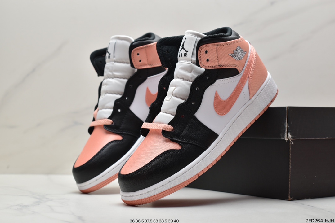 260 Air Jordan 1 Mid (GS) 中帮 黑粉色 AJ1 乔丹1代 554725-604