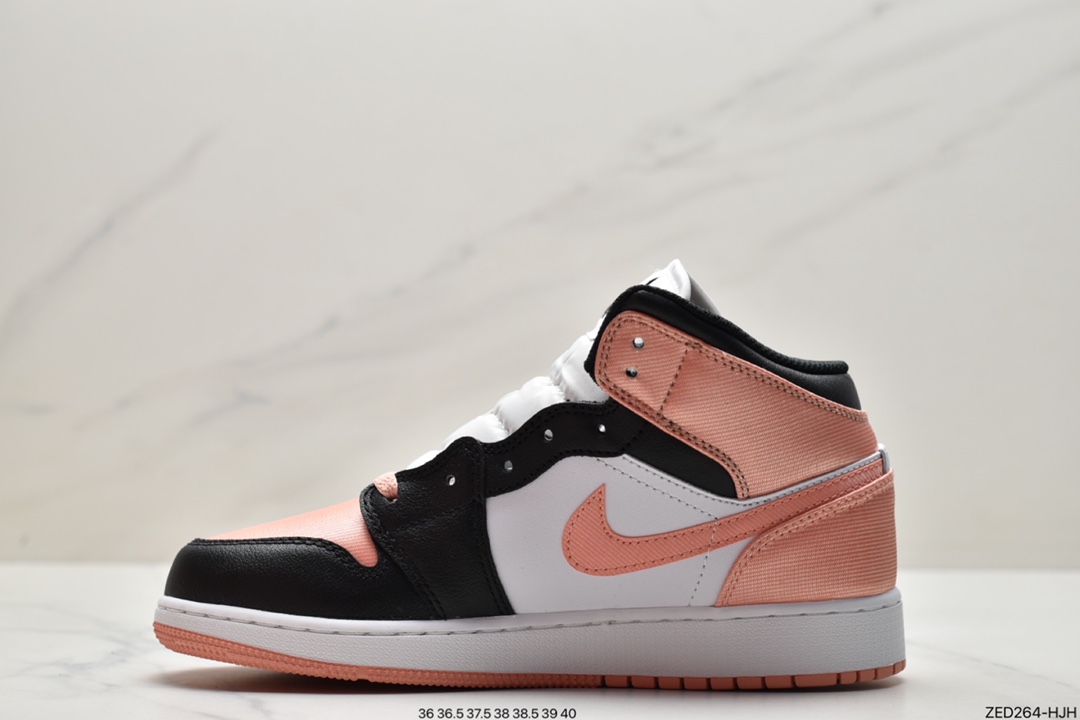 260 Air Jordan 1 Mid (GS) 中帮 黑粉色 AJ1 乔丹1代 554725-604