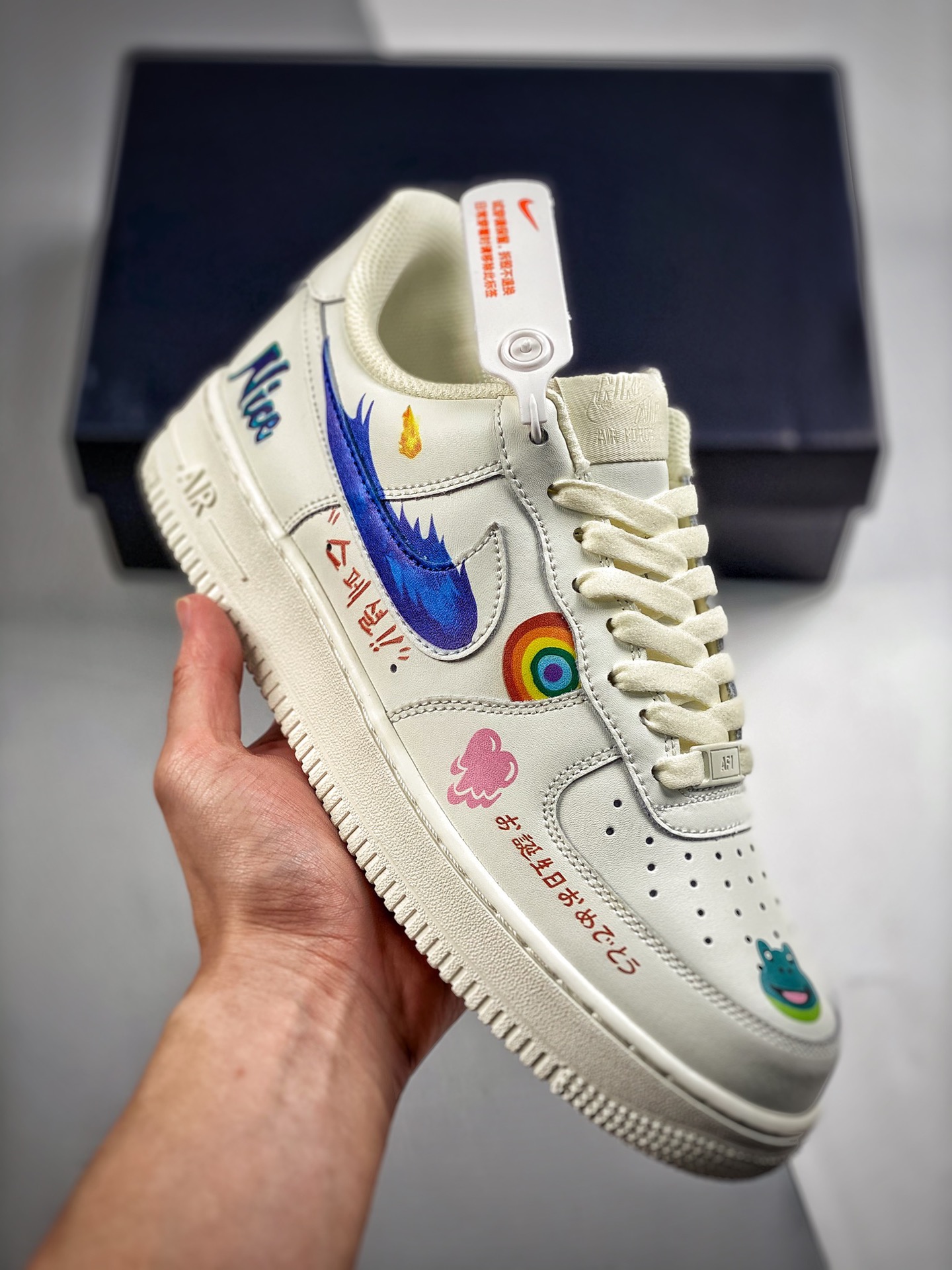 -3 Nike Air Force 1 Low'07, pintura graffiti, zapatillas de skate casuales de caña baja Air Force 1, cuero personalizad…