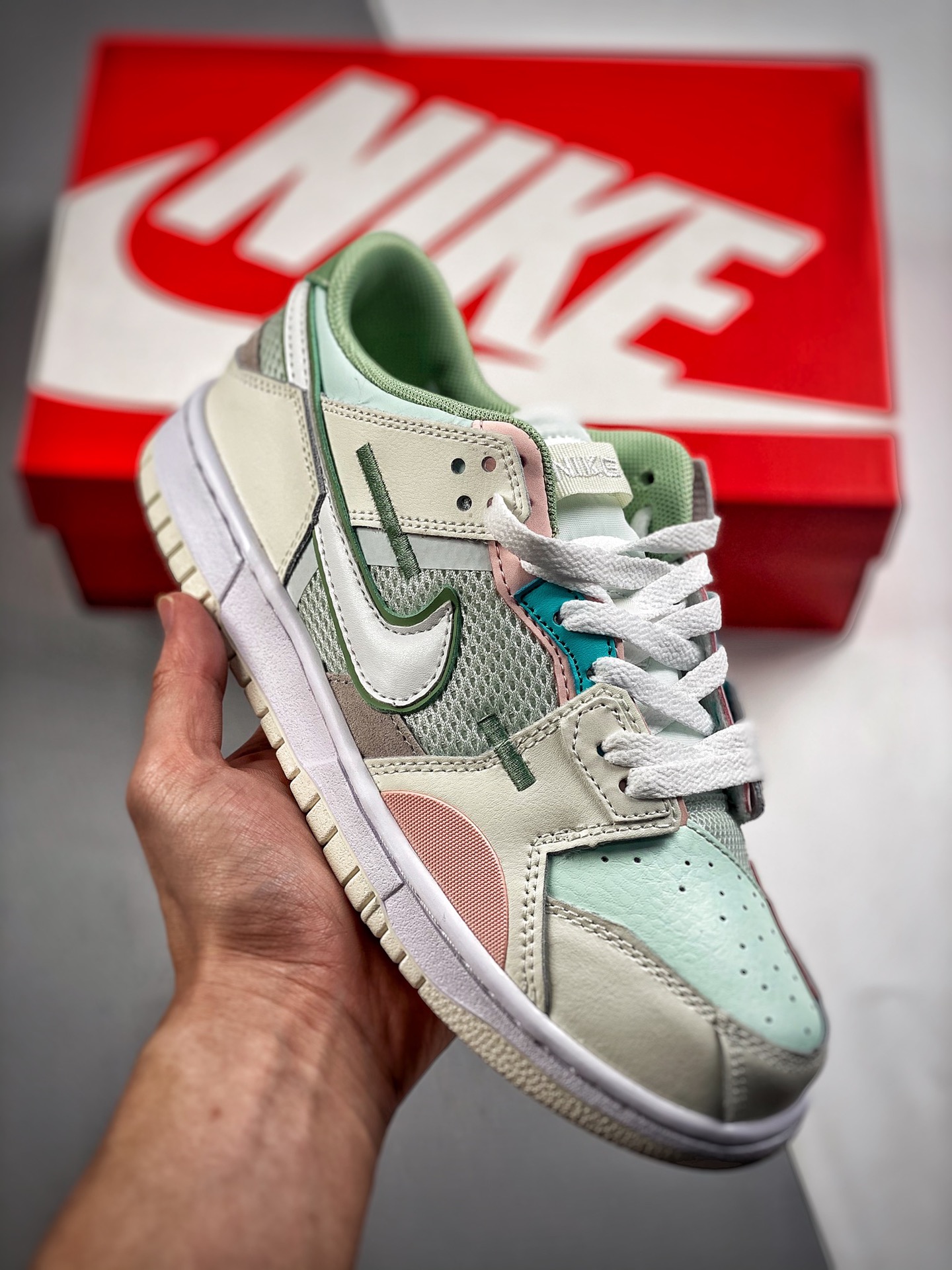 -4 Nike SB Dunk SCRAP Costuras de colores variados Serie de zapatillas casuales con amortiguación de aire. Azul claro, …