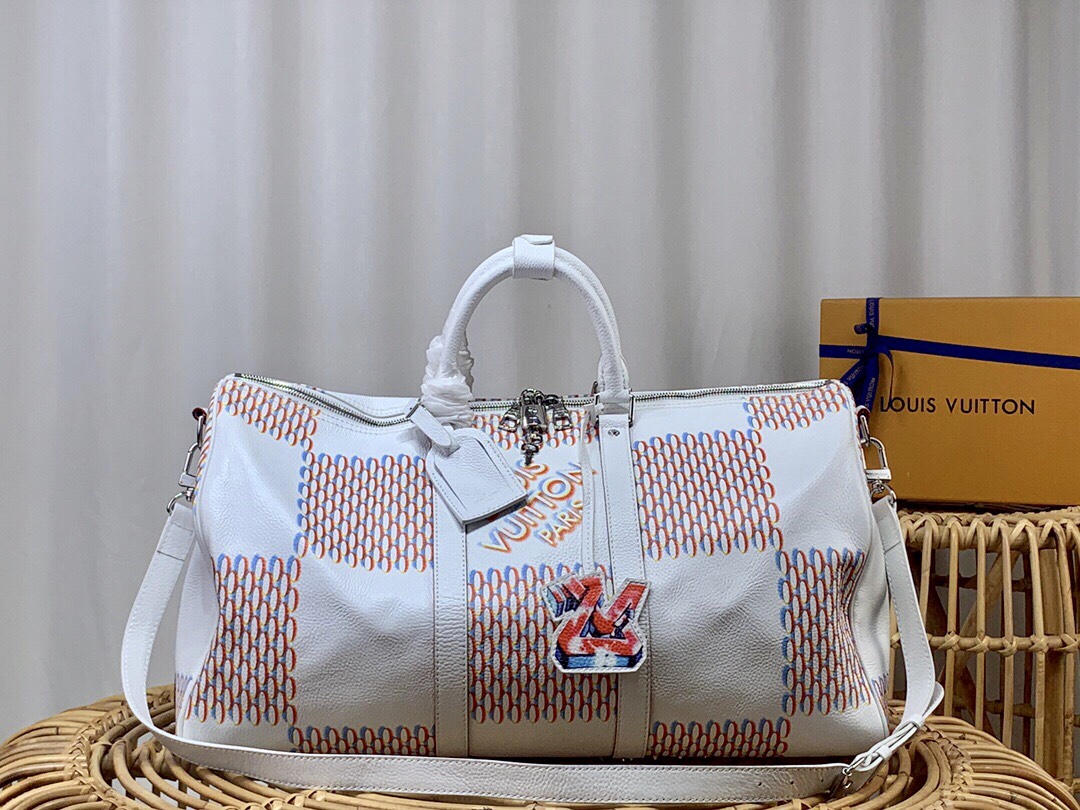 Louis Vuitton LV Keepall Travel Bags Doodle White Cowhide m20563