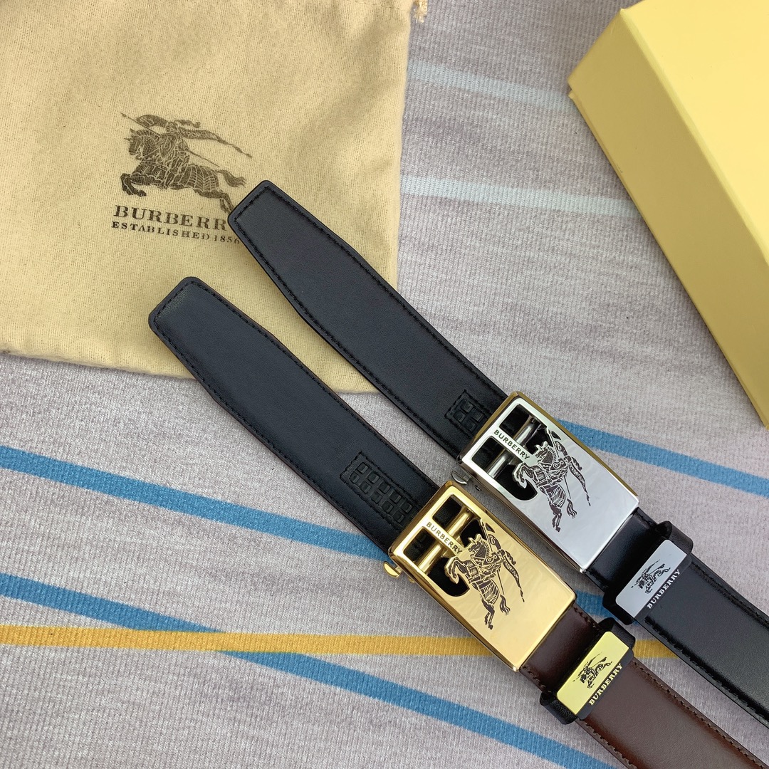 品名巴宝莉原单自动带材质原单牛皮腰带