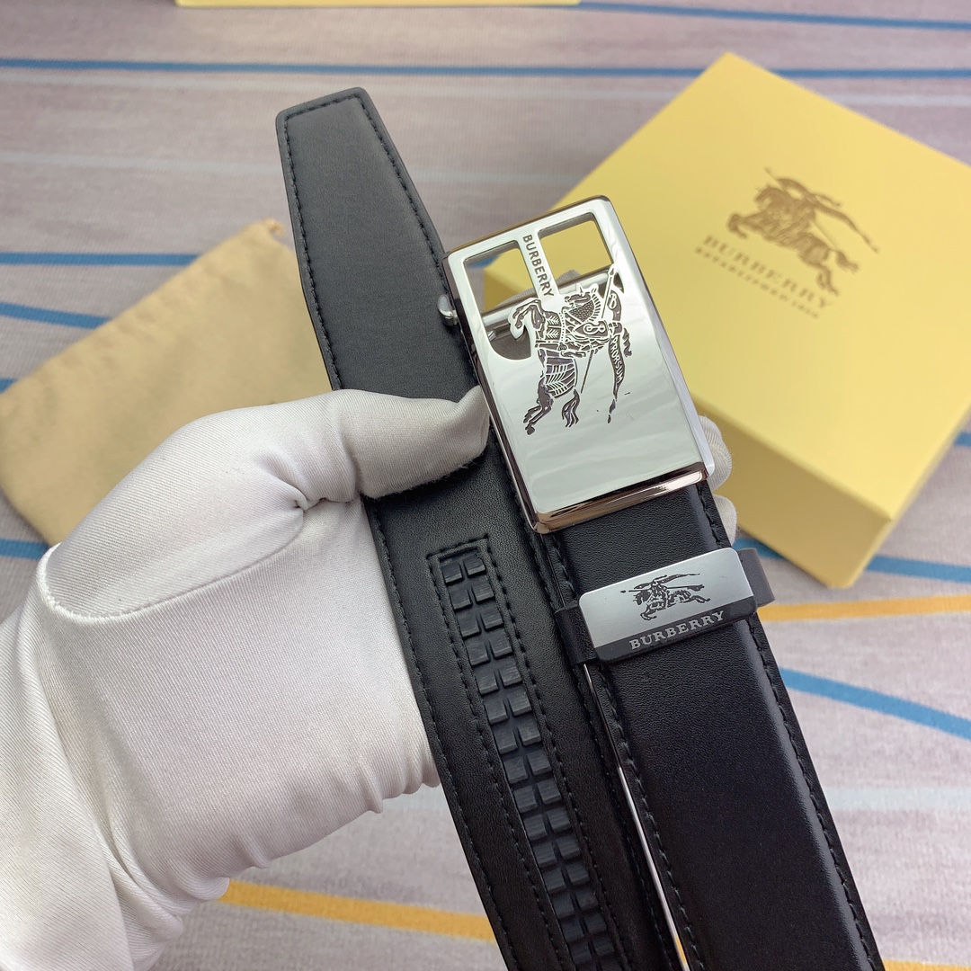品名巴宝莉原单自动带材质原单牛皮腰带