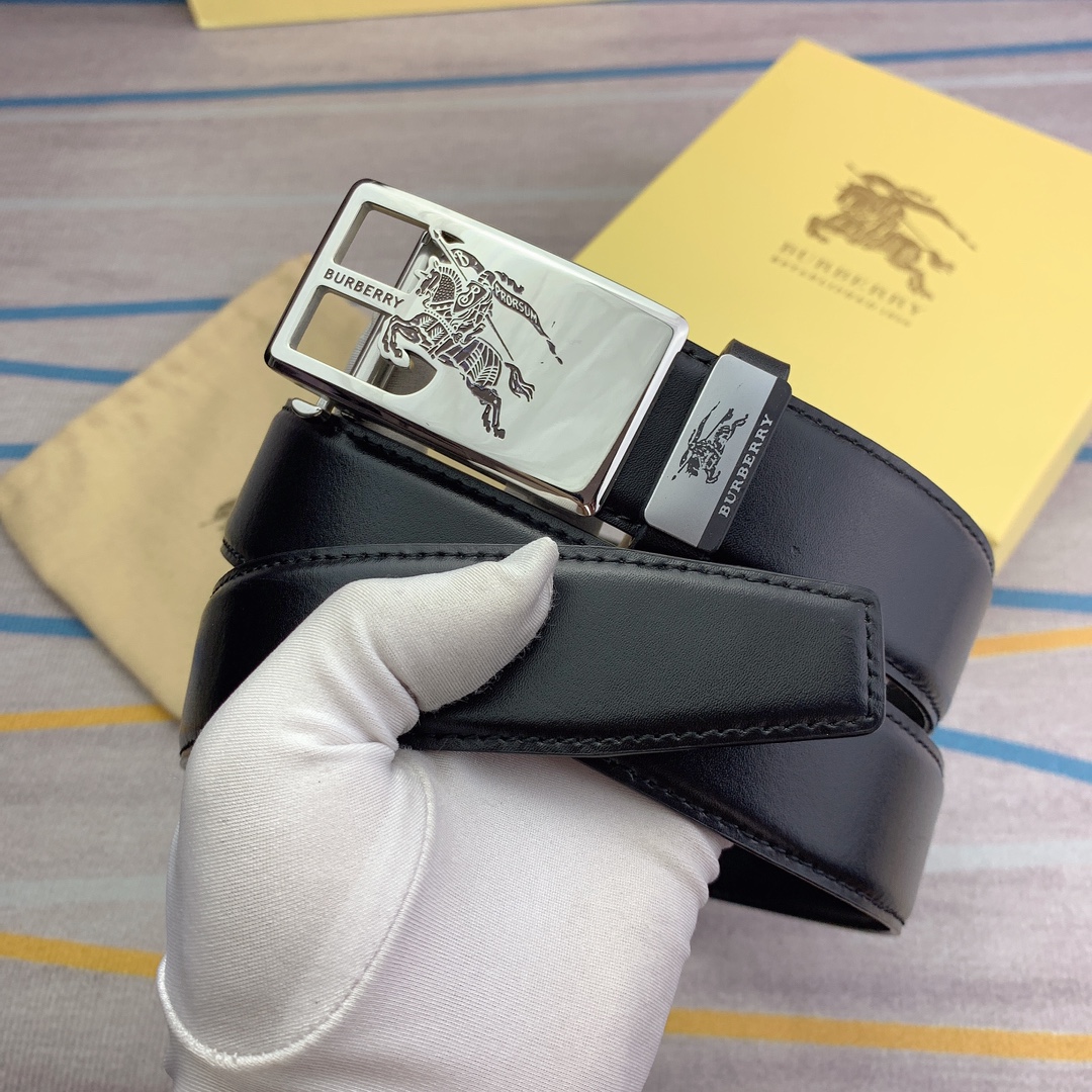 品名巴宝莉原单自动带材质原单牛皮腰带