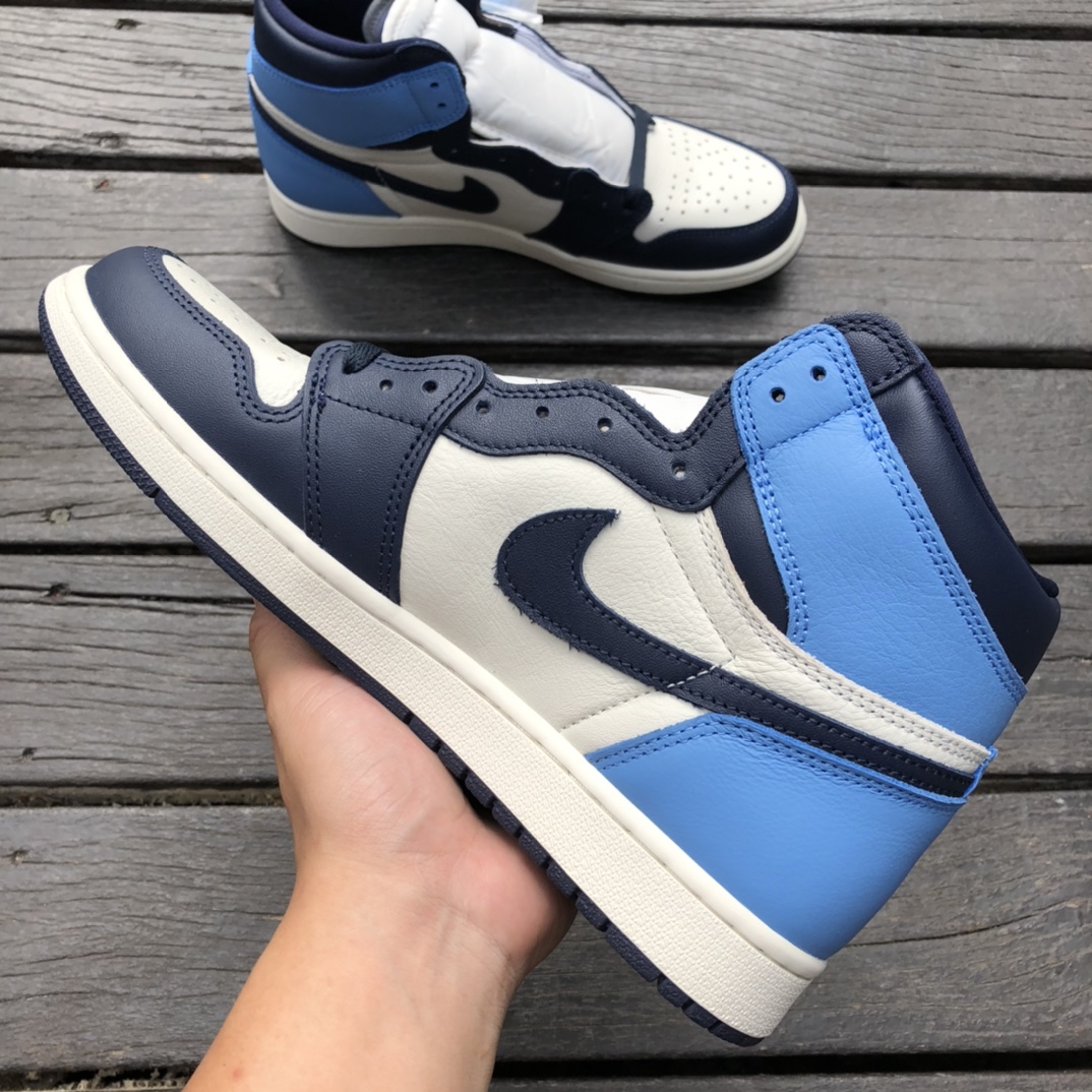 New pure original high quality cargo Air Jordan 1 AJ1 Obsidian North Carolina toe campus blue 555088-140