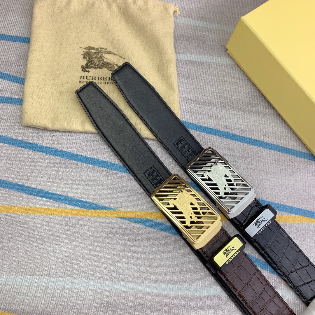 品名巴宝莉原单自动带材质原单牛皮腰带