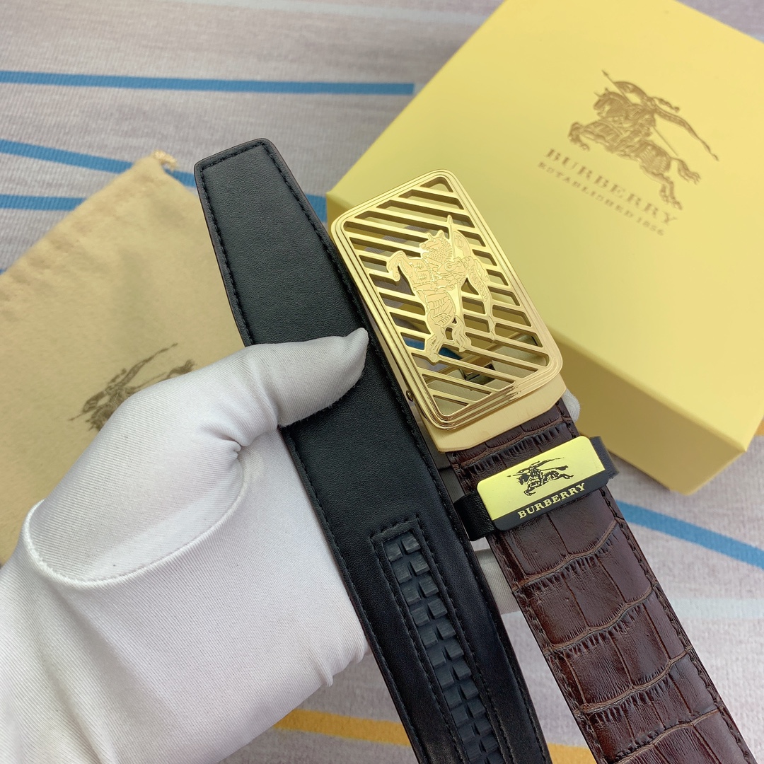 品名巴宝莉原单自动带材质原单牛皮腰带