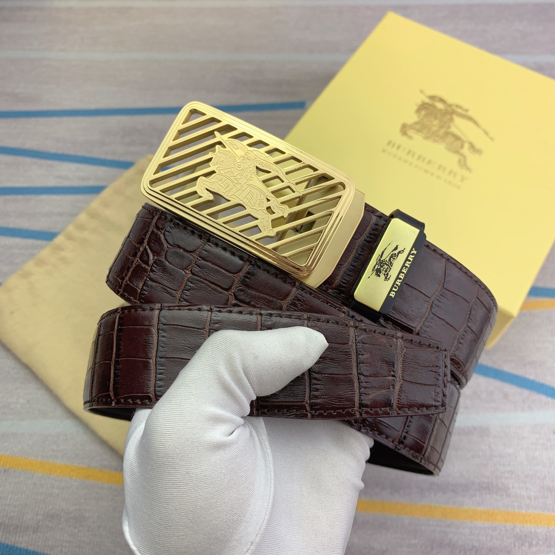 品名巴宝莉原单自动带材质原单牛皮腰带
