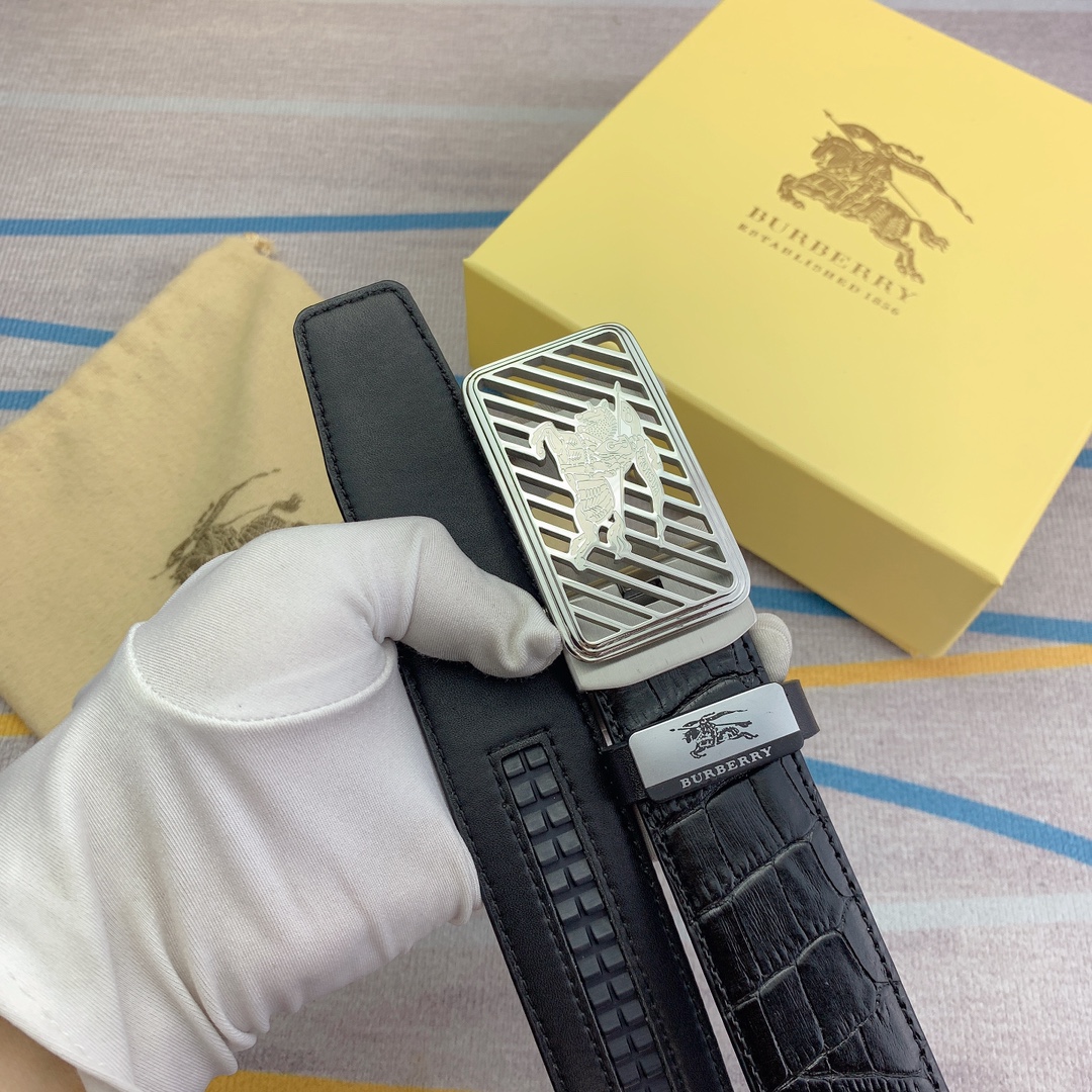 品名巴宝莉原单自动带材质原单牛皮腰带