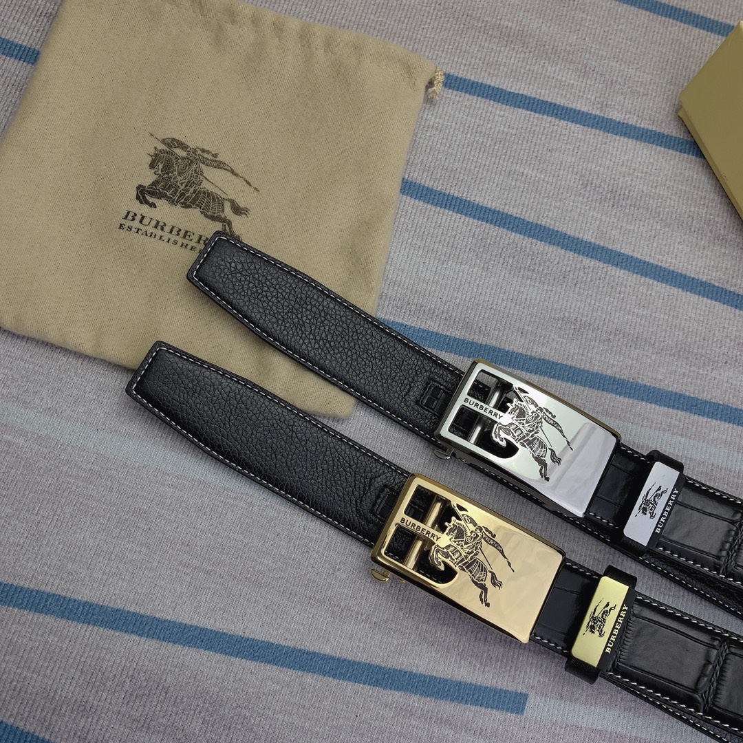 品名巴宝莉原单自动带材质原单牛皮腰带