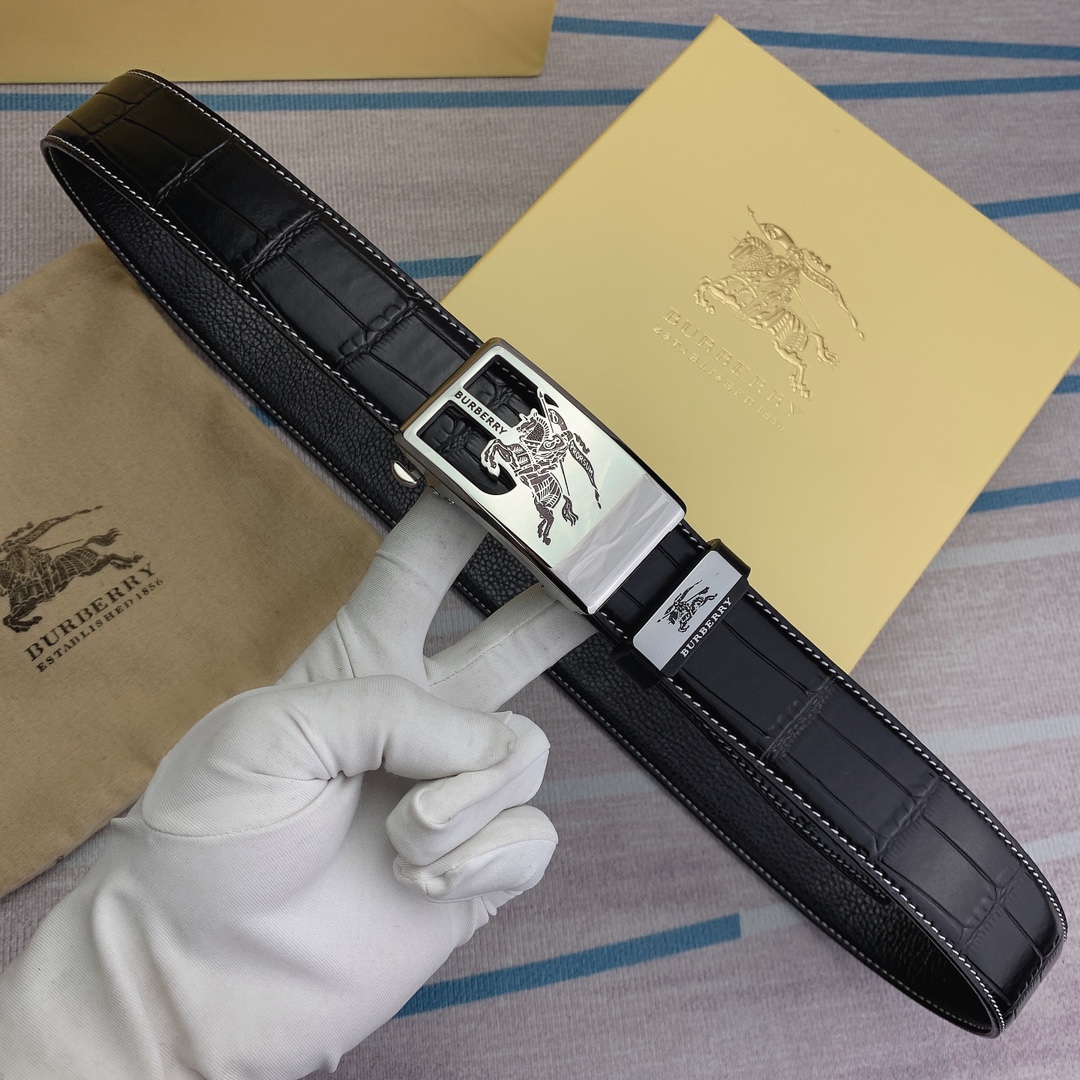 品名巴宝莉原单自动带材质原单牛皮腰带