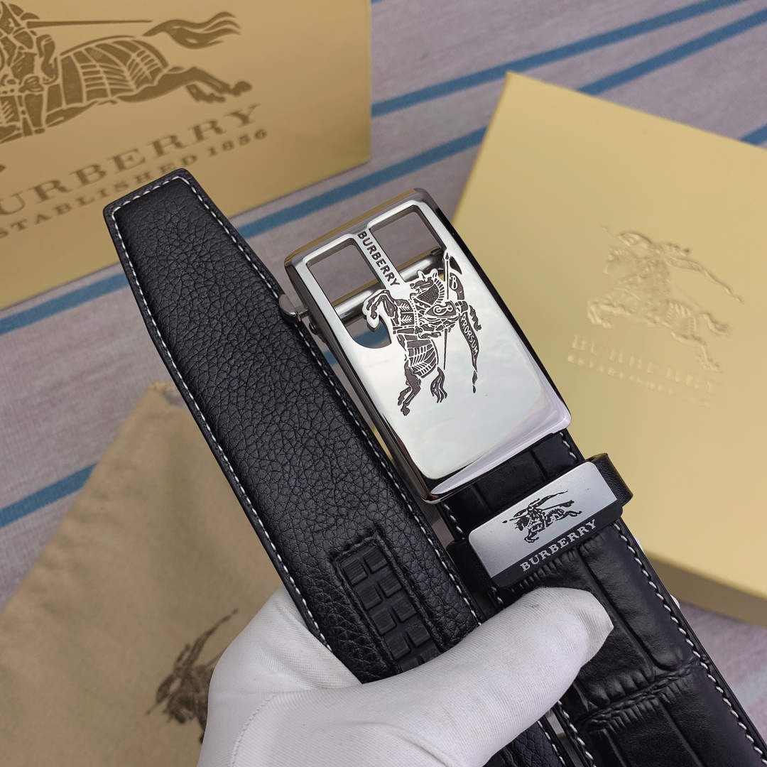 品名巴宝莉原单自动带材质原单牛皮腰带