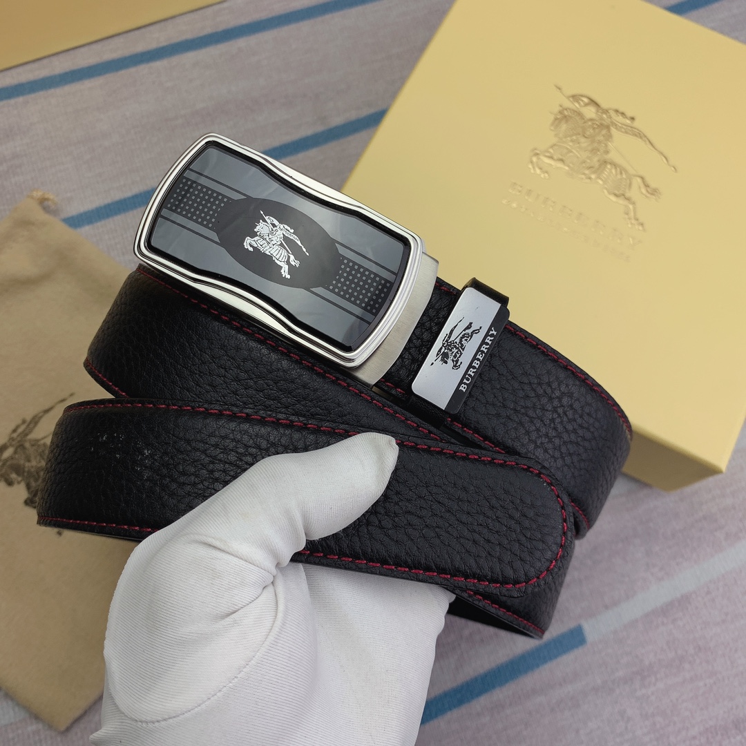品名巴宝莉原单自动带材质原单牛皮腰带