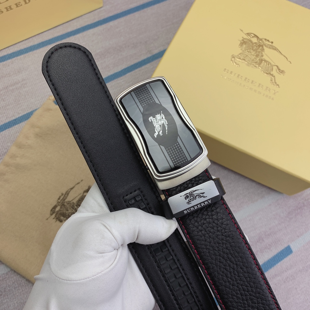 品名巴宝莉原单自动带材质原单牛皮腰带