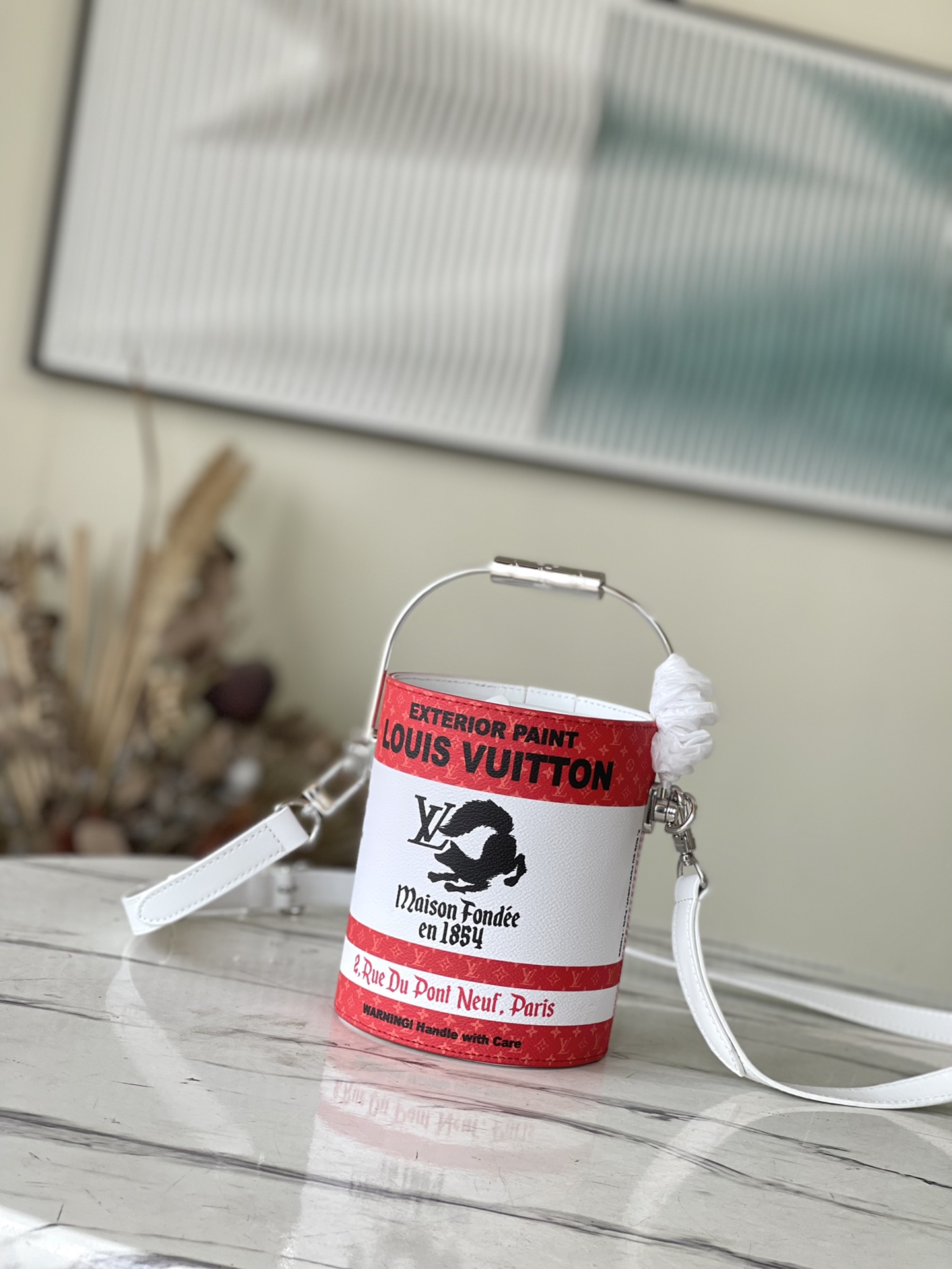 Top Original Quality M81595 Red Paint Can Bag features a metal handle - Bag
