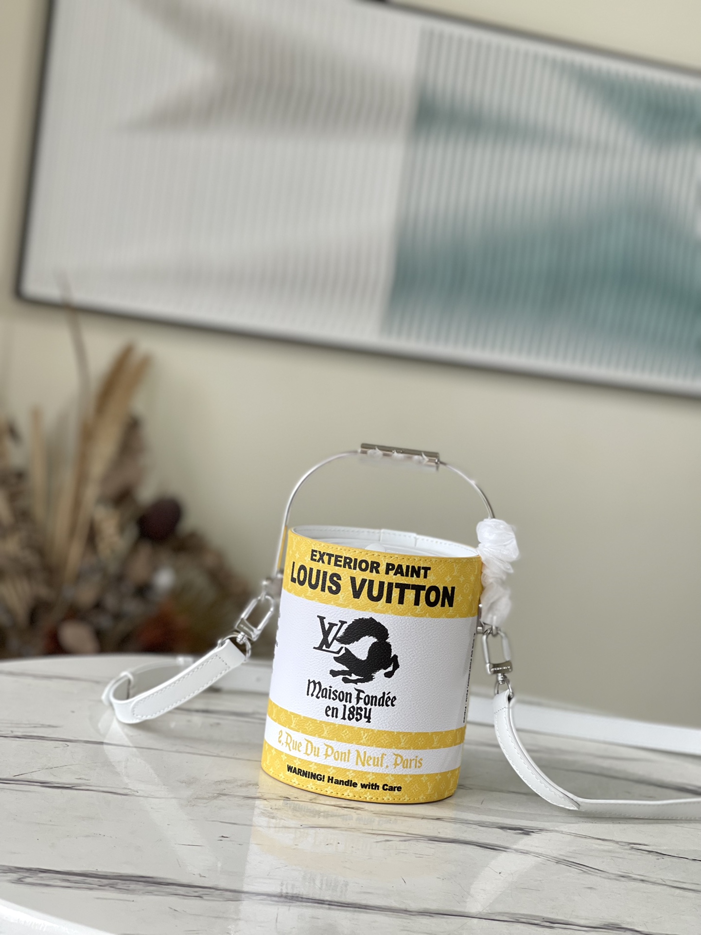 Top-grade Original M81593 Yellow Paint Can Bag features a metal handle - Bag