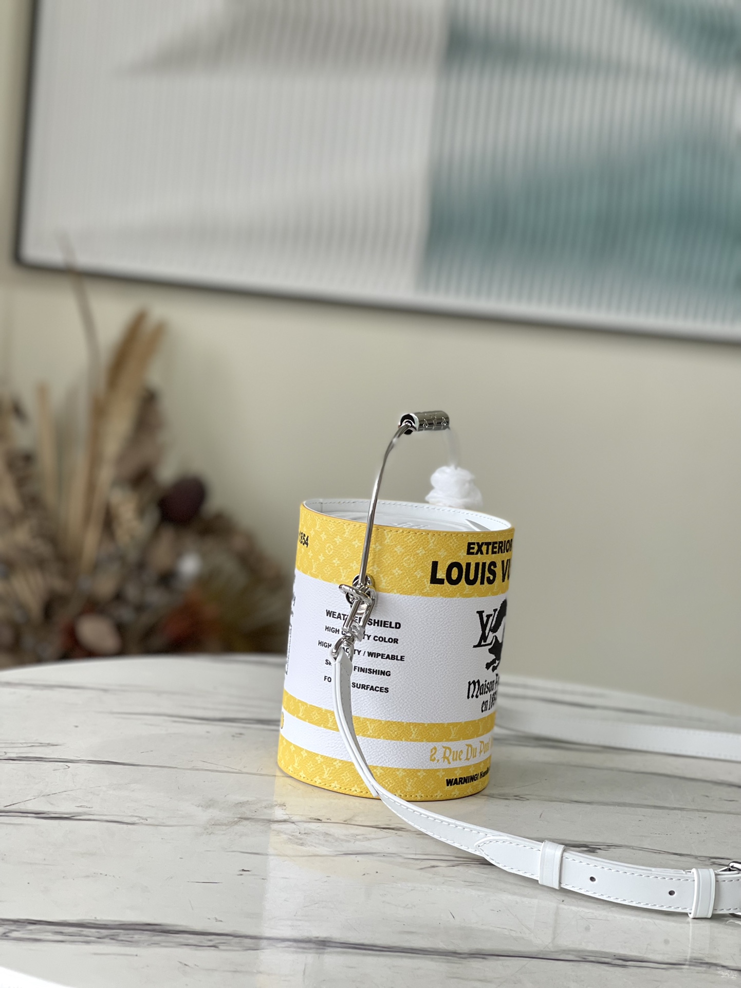 Top-grade Original M81593 Yellow Paint Can Bag features a metal handle - Bag 2