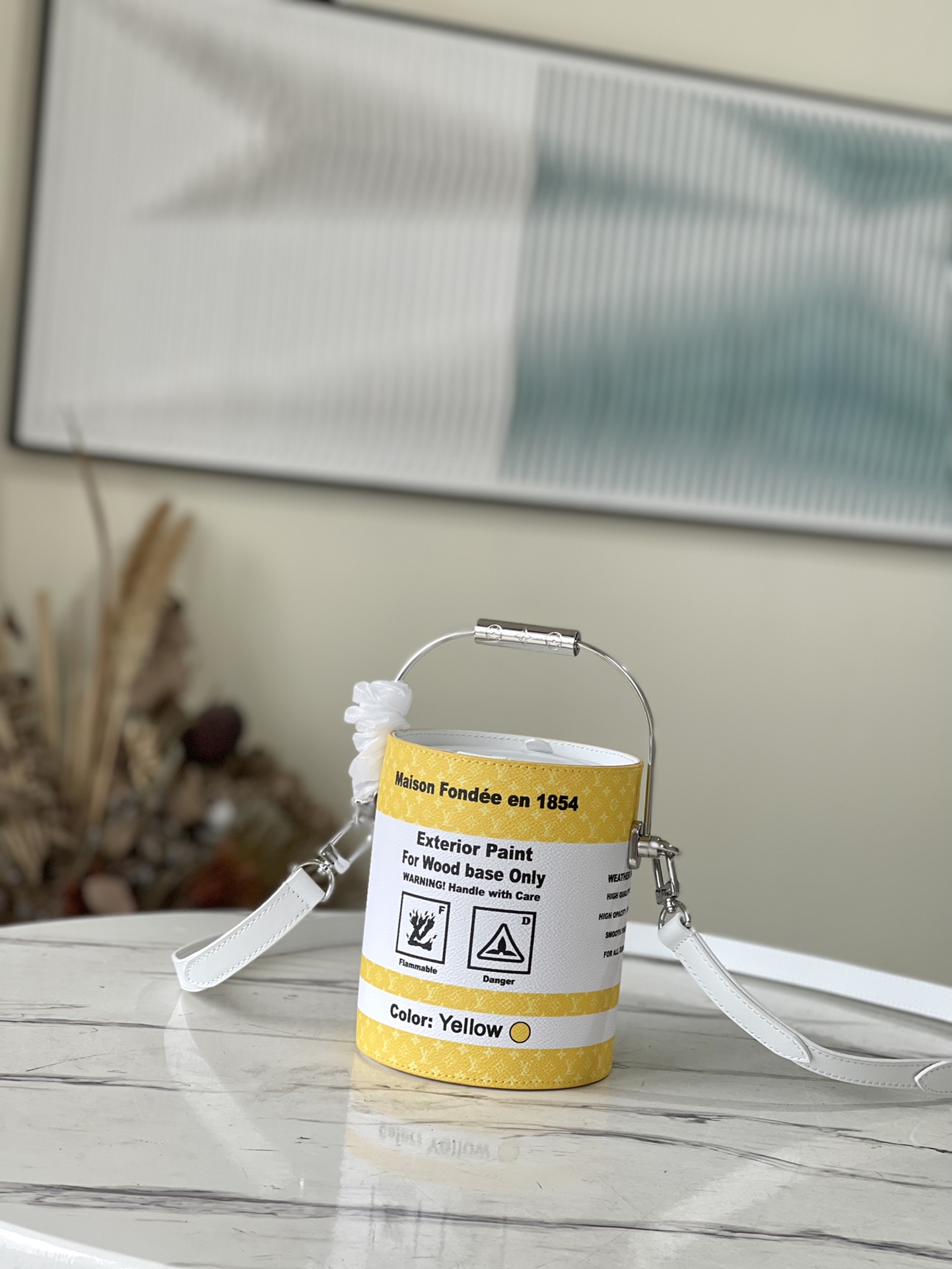 Top-grade Original M81593 Yellow Paint Can Bag features a metal handle - Bag 3
