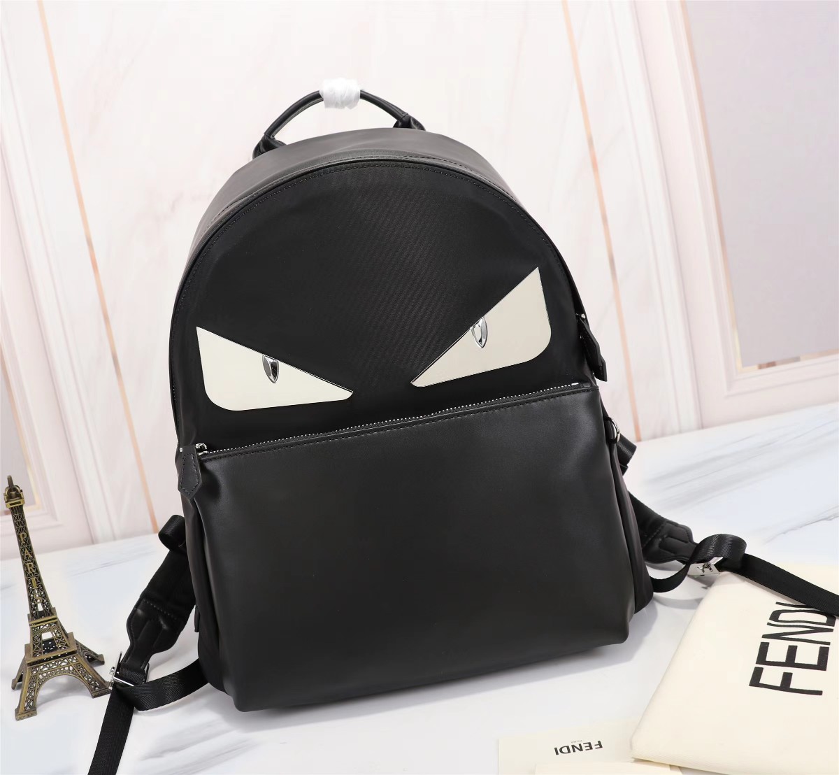 Fendi Bags Backpack Copy AAA+
 Black White Splicing Mesh Cloth Nylon Casual