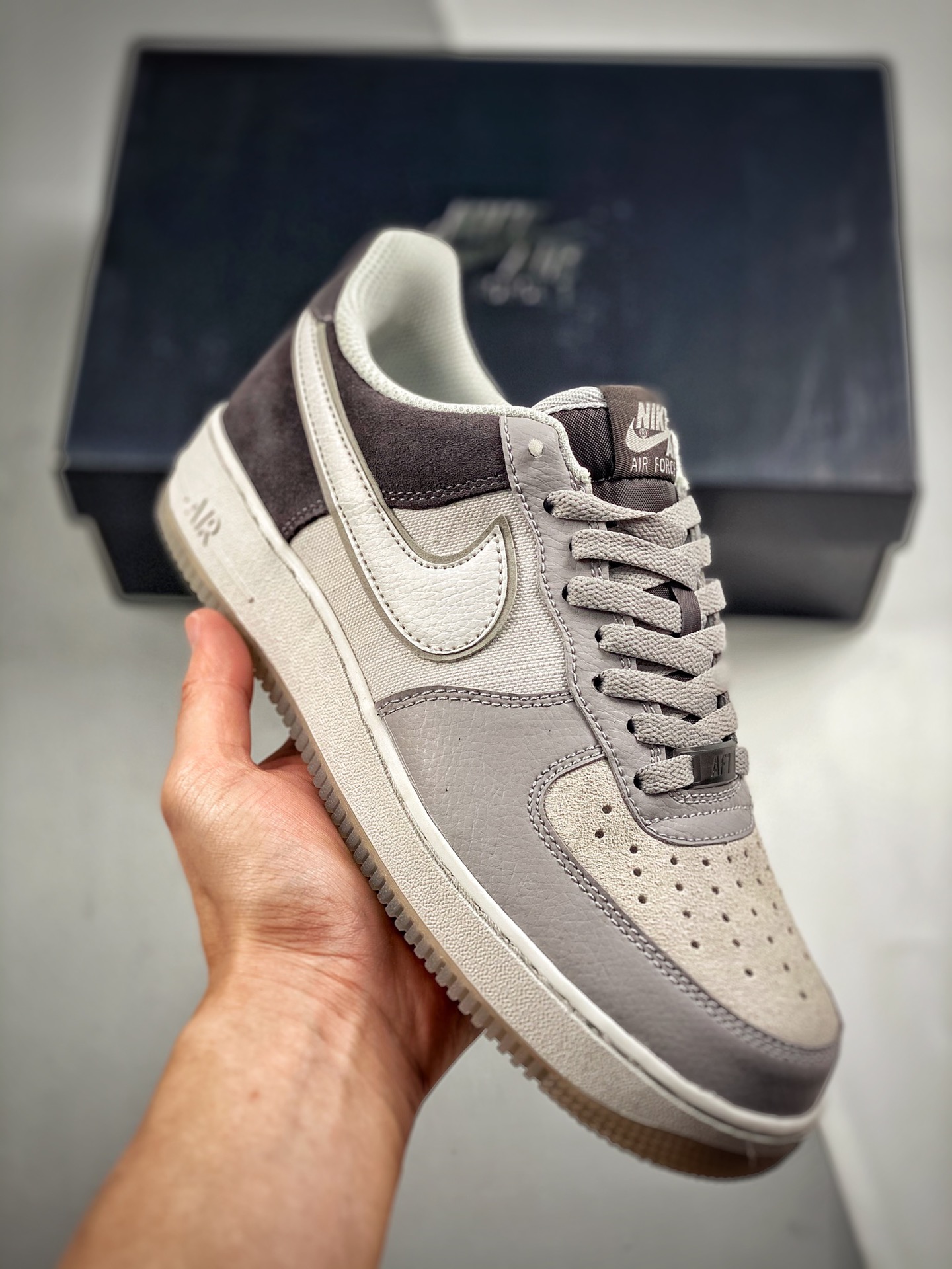 -3 Nike Air Force 1 Low '07 Black/Gray, Air Force 1 low-top casual skate shoe, custom leather, original factory 3D prin…