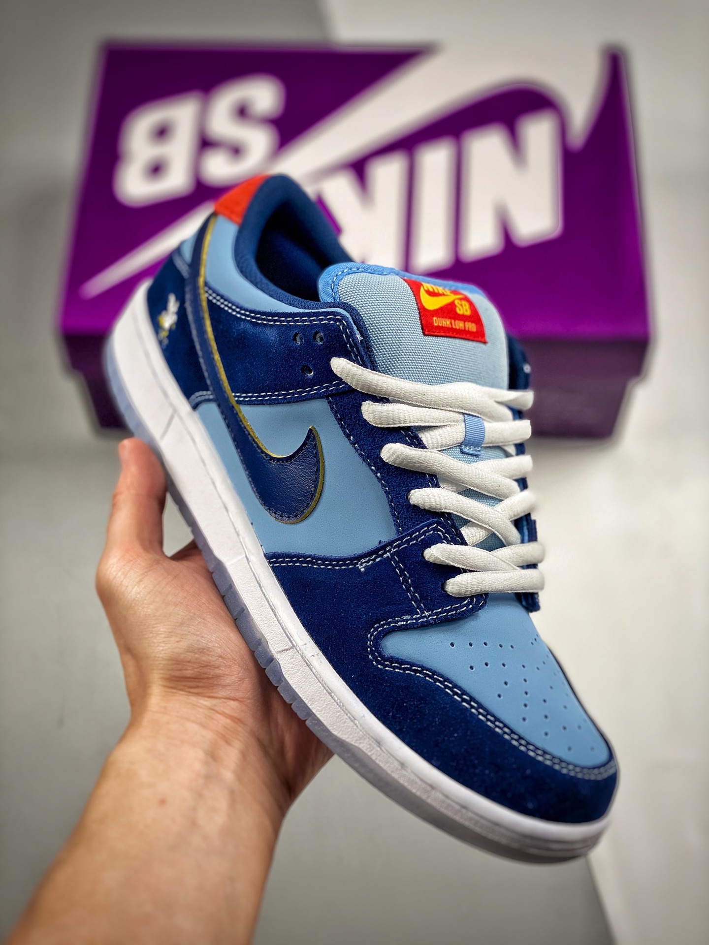 -4 Nk Dunk SB Low Azul Águila Gran fábrica original puro producto, fotos reales primer lanzamiento, material original d…