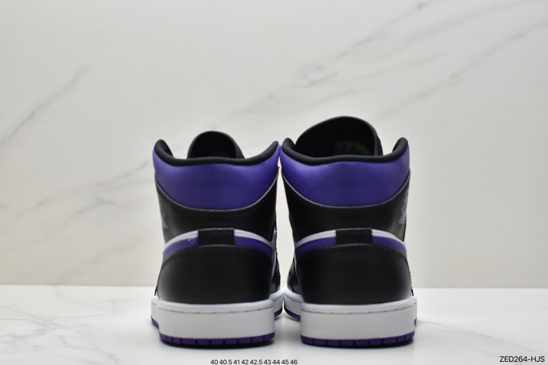 260 原厂级别 Air Jordan AJ1 Mid 帮中 白黑紫 554724-095