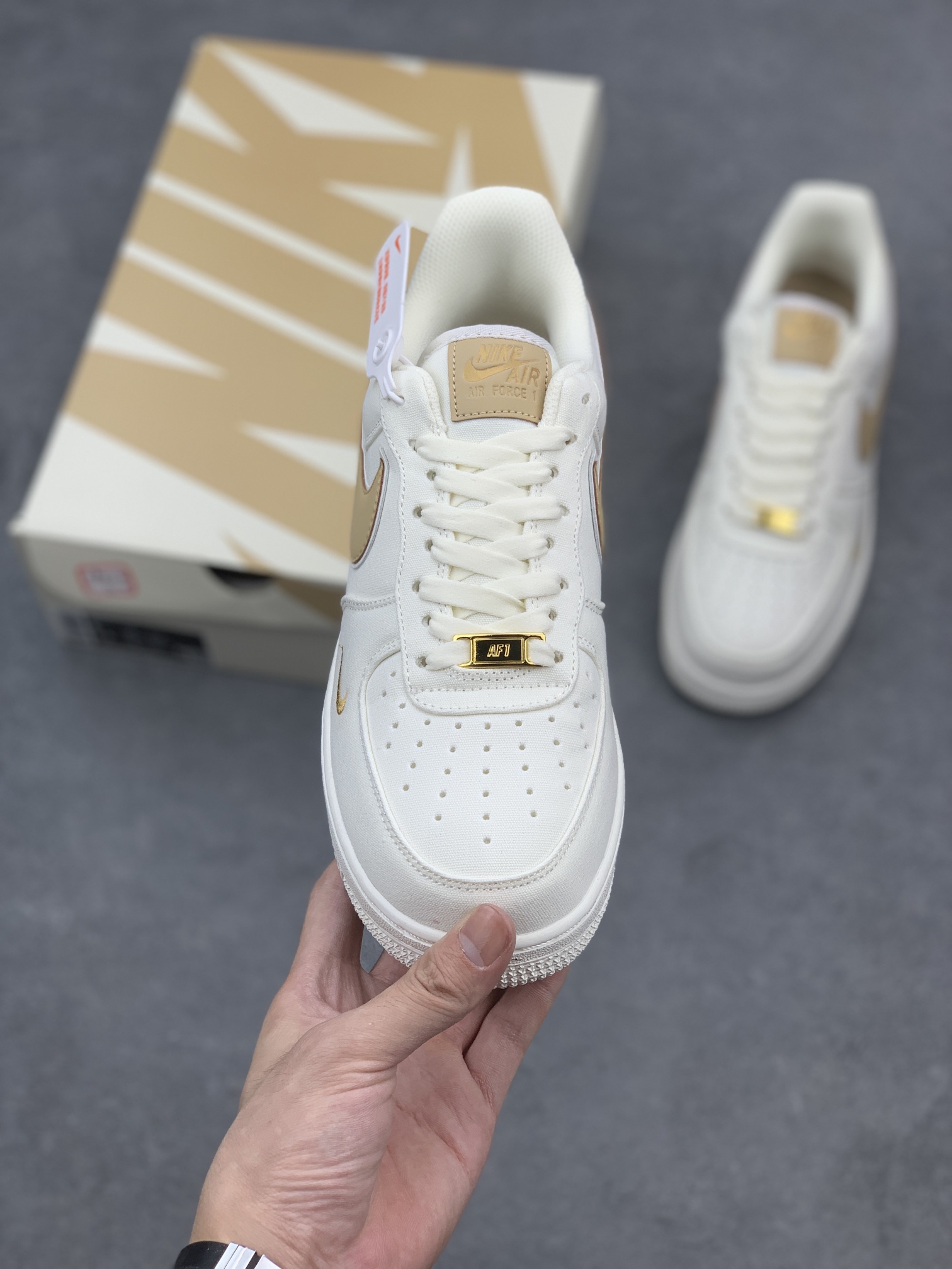 Nike Air Force 1 '07 Low-Top Sneakers - Beige/White Fabric, Air Cushioning 3 i1658080586 1171 1