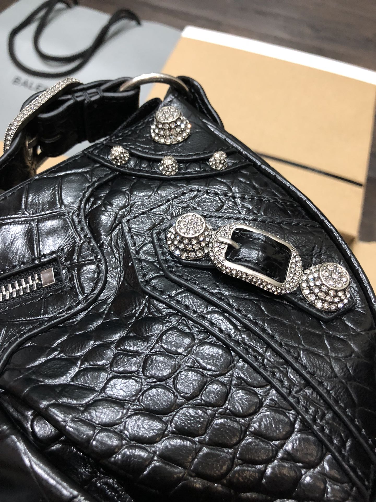 Balenciaga Style Black Leather Card Holder Lookbook Reference image 2