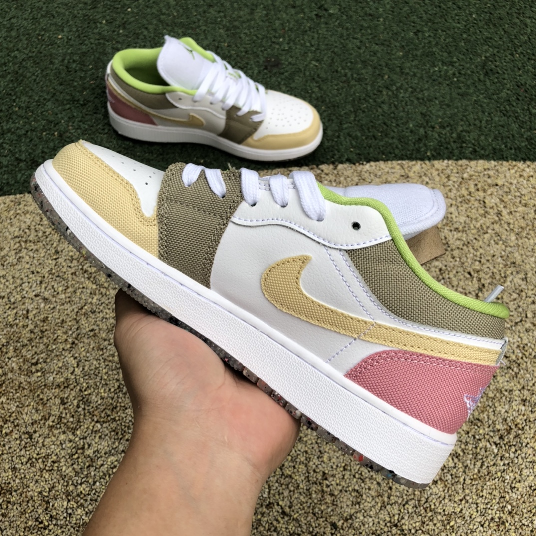 300 纯原版 Air Jordan 1 Low AJ1白粉棕拼接休闲女子低帮DJ0341-100