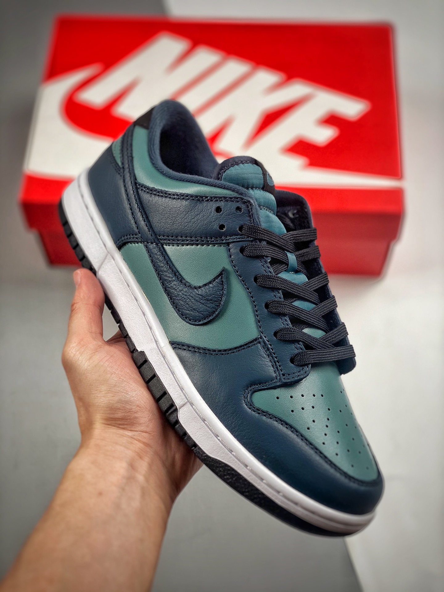 -4 Nk Dunk SB Low Azul Oscuro y Verde, producción original de fábrica, lanzamiento con fotos reales, materiales de prim…