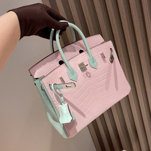 Hermès Birkin 25 Mauve Pale & Vert D'Eau Alligator Matte Leather Handbag