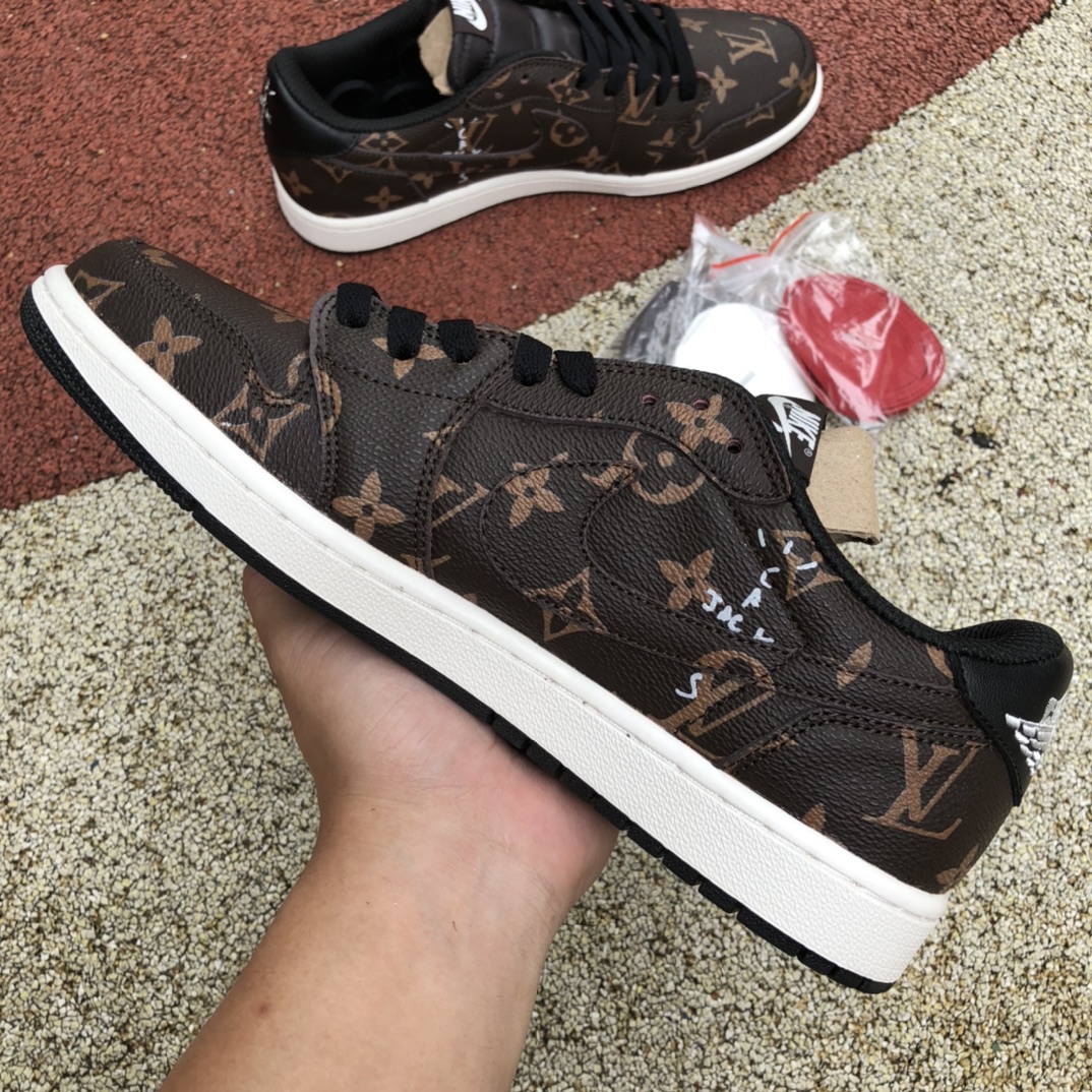 300 Travis Scott x Nike Air Jordan 1 Low AJ1 联名lv低帮板鞋TS 联名倒钩 DM7866-335