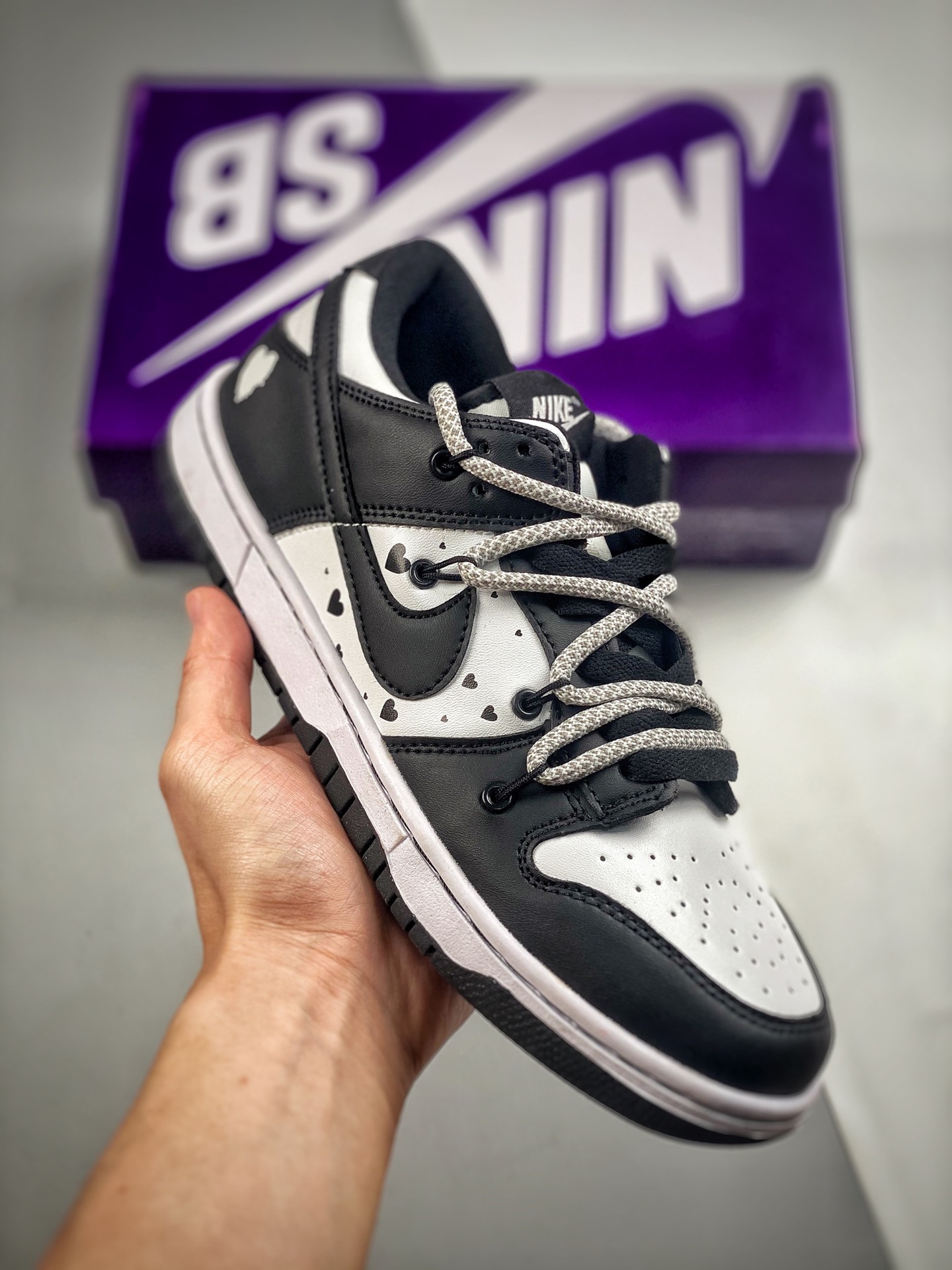 -2 Nk Dunk SB Low Correas Blanco y Negro, producción original de fábrica, lanzamiento con fotos reales, materiales de p…