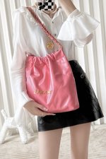 Chanel Crossbody & Shoulder Bags Pink Calfskin Cowhide Summer Collection