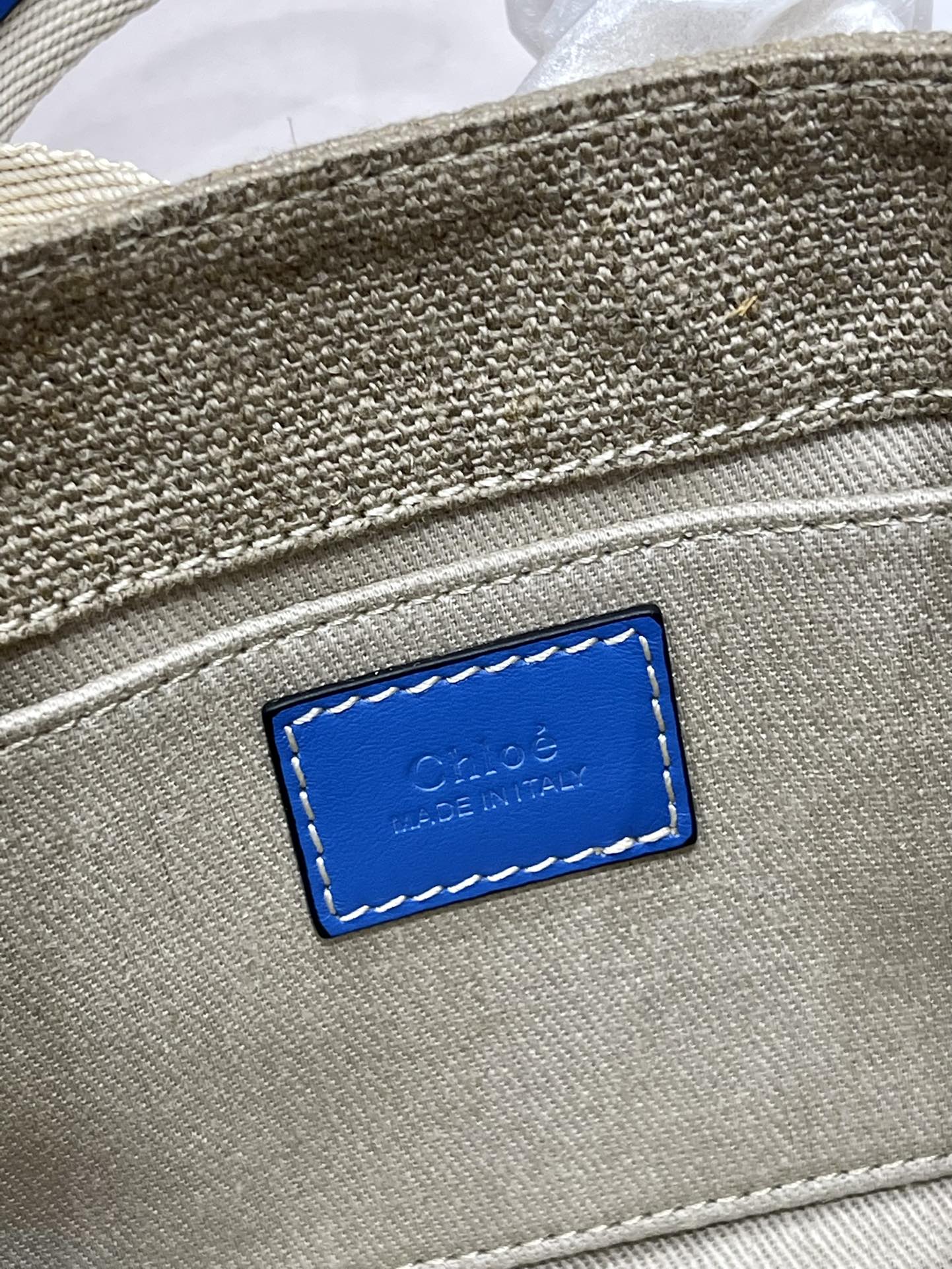 Chloé Woody Mini Tote Bag Linen Canvas with Leather Strap, Sky Blue 10 i1658300540 979 8