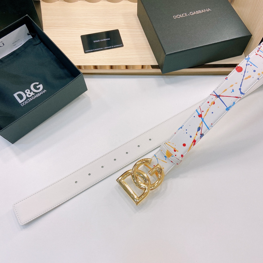D&G官网新款.双面头层小牛皮宽:4