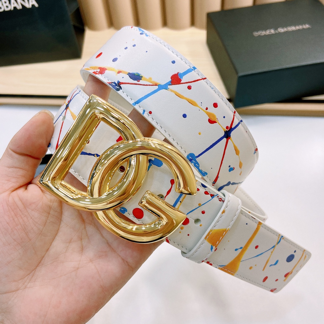 D&G官网新款.双面头层小牛皮宽:4