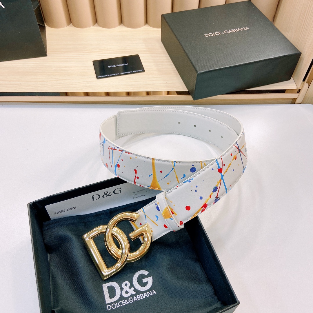 D&G官网新款.双面头层小牛皮宽:4
